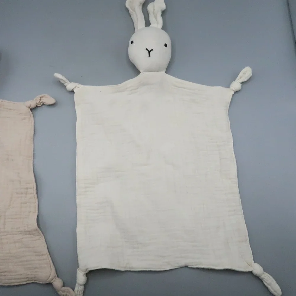2 Muslin Bunny Lion Lovey Security Blanket Rabbit‎ Animal Toy Lot